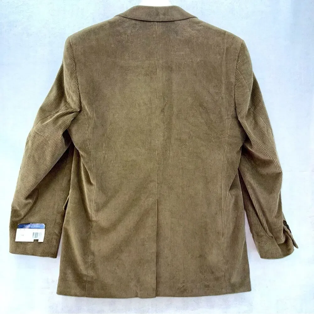 NWT Mens Meeting ST Corduroy Sport-coat Blazer 100% Cotton Tan size 40 Regular
